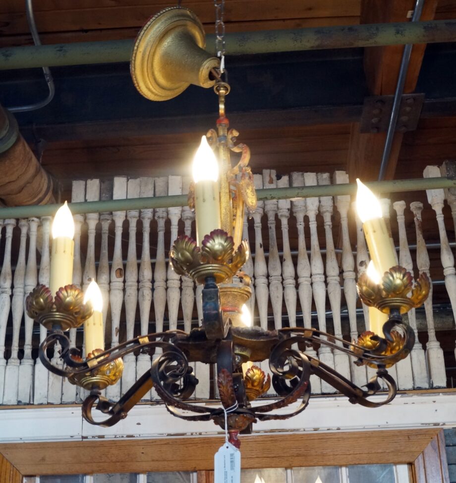 6 Light Chandelier w Medallion and Flowers