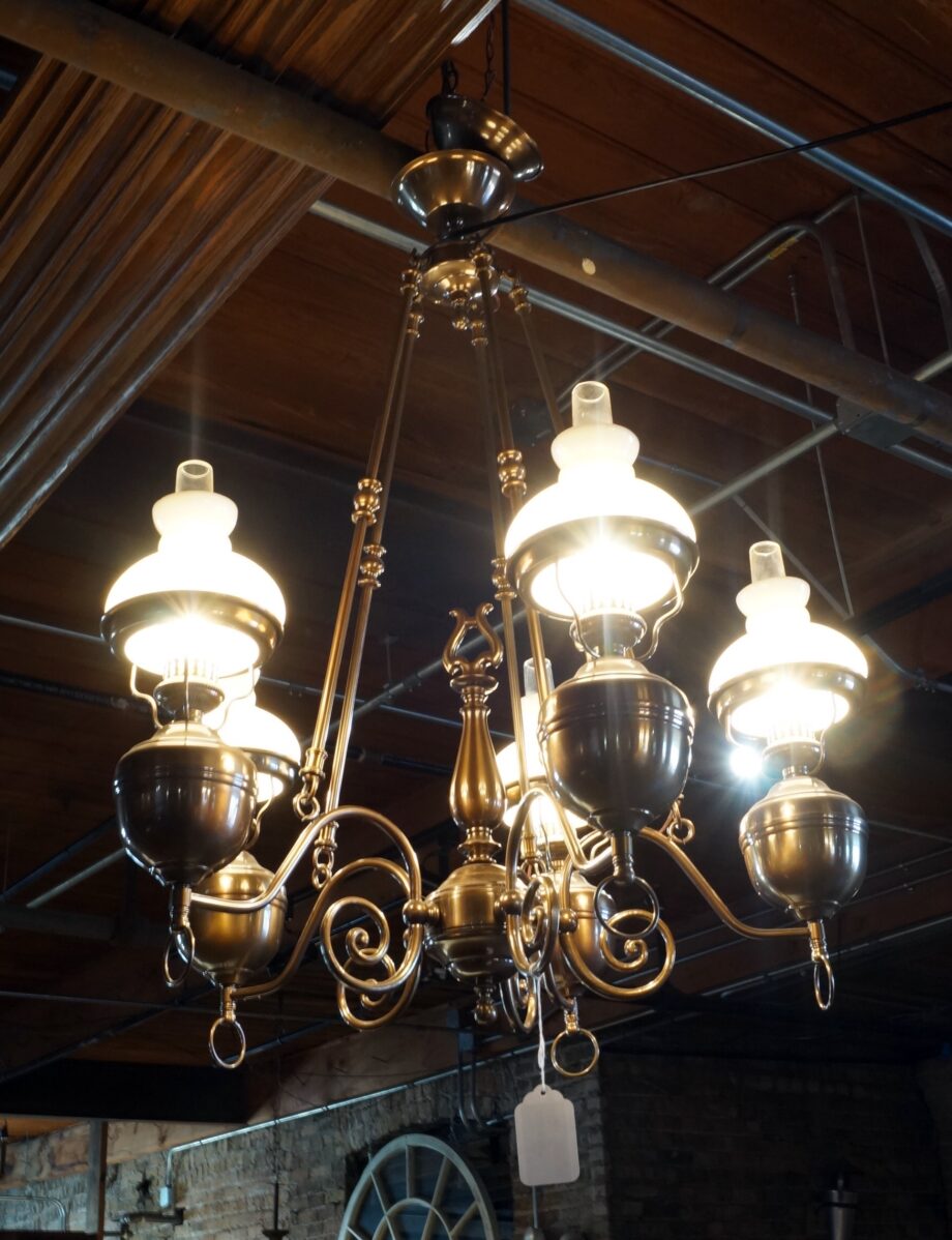 Brass 5 Light Lantern Style Chandelier