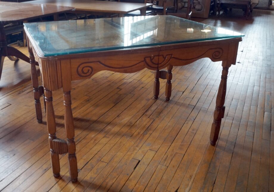 Carved Craft Dining Table W Painted Detail