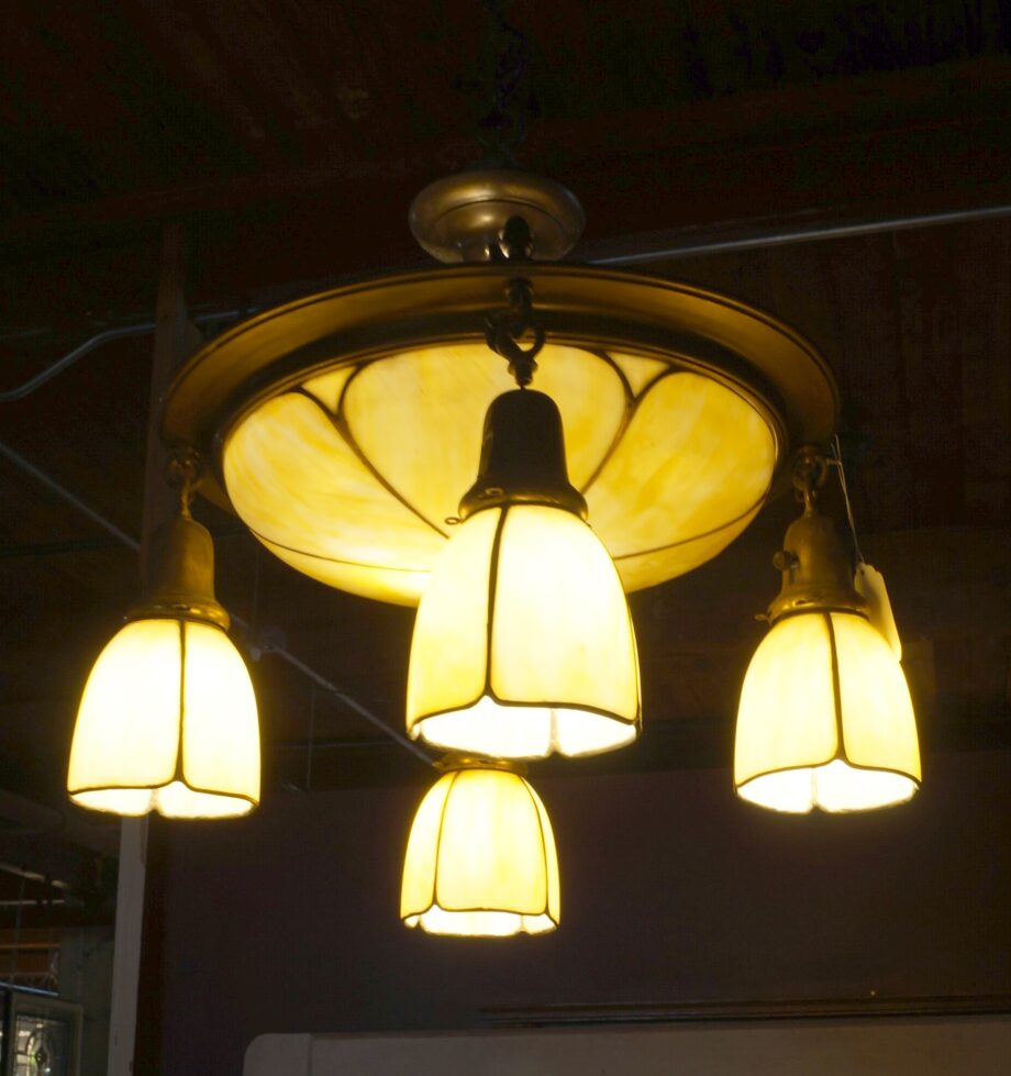 4 Light Tulip Shade Glass Chandelier