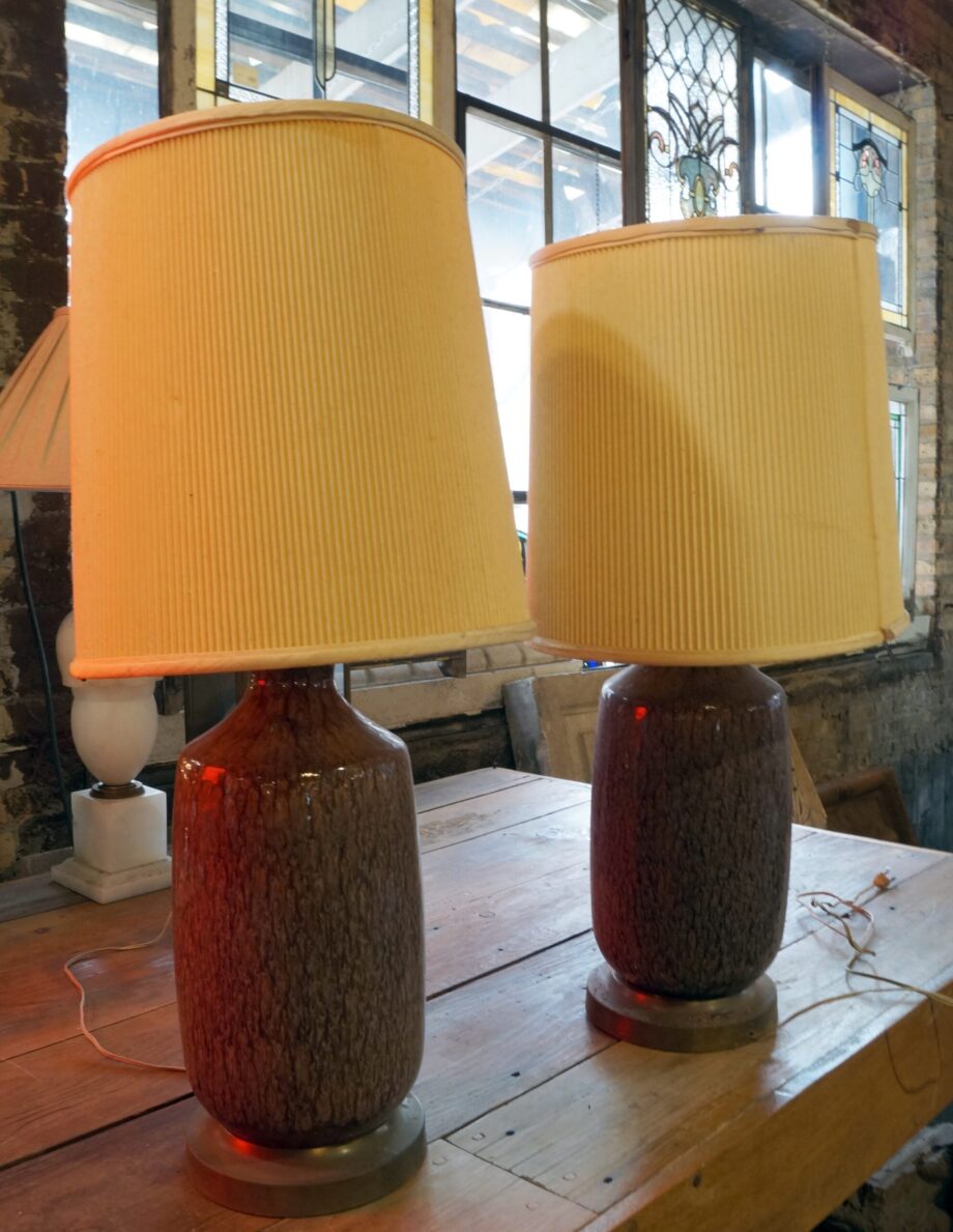 Maroon Marbled Table Lamp PAIR