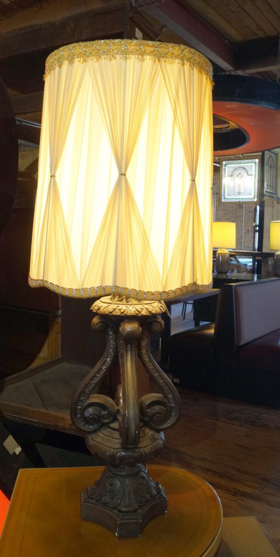 Plaster Table Lamp w Corbels and Ornate Shade