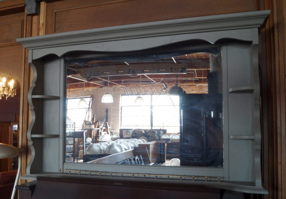 Grey Mantel Mirror w Gold Railing