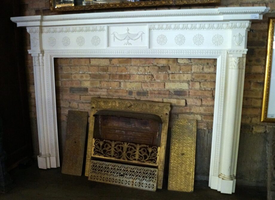 Large White Half Mantel w Decorative Detail