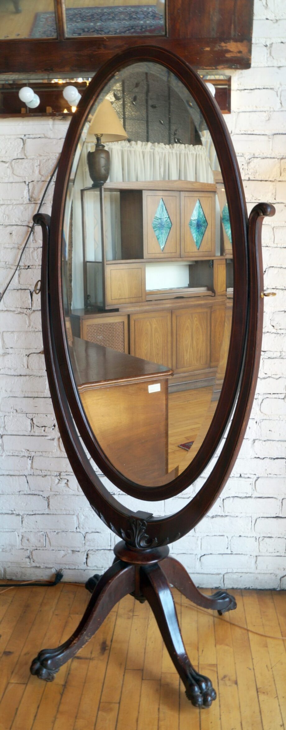 Standing Swivel Mirror w Claw-foot Stand