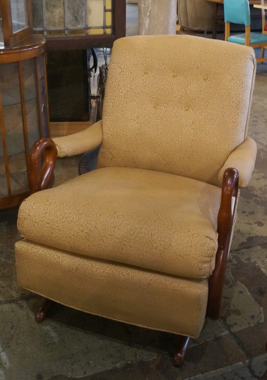 Antique Tan Rocking Chair w Swan Neck Arms