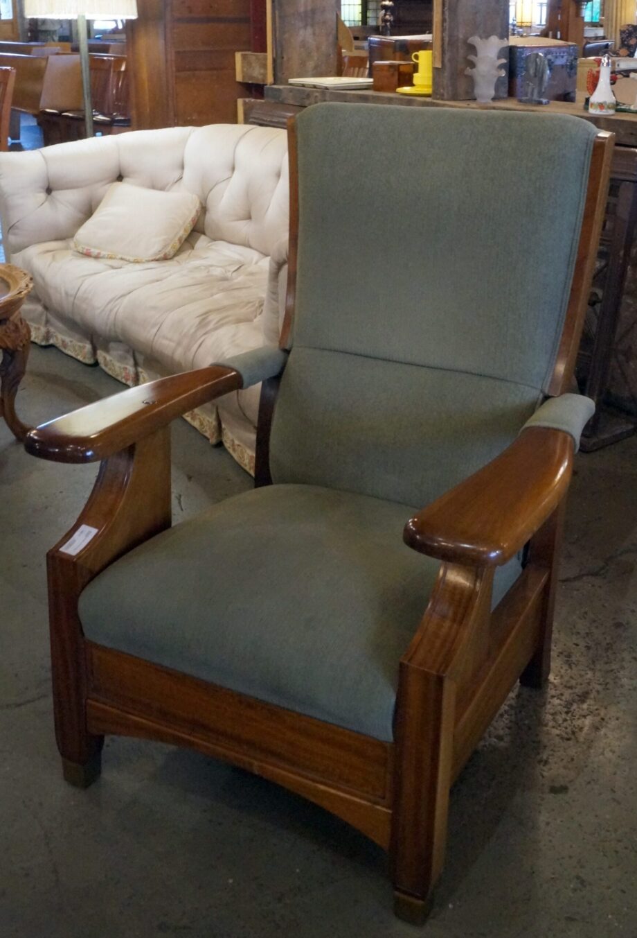 Morris Style Chair w Green Fabric