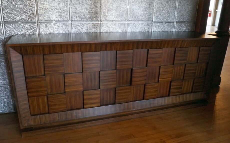 Quad Block Zebra Wood Contemporary Console