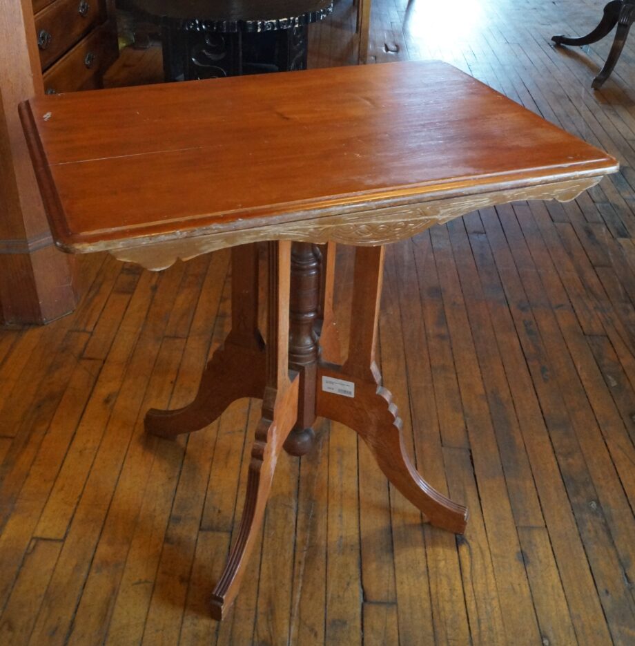 End Table w Carved Column Base