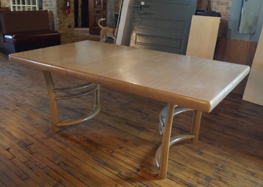 Semi Circle Base MCM Style Dining Table w 1 Leaf