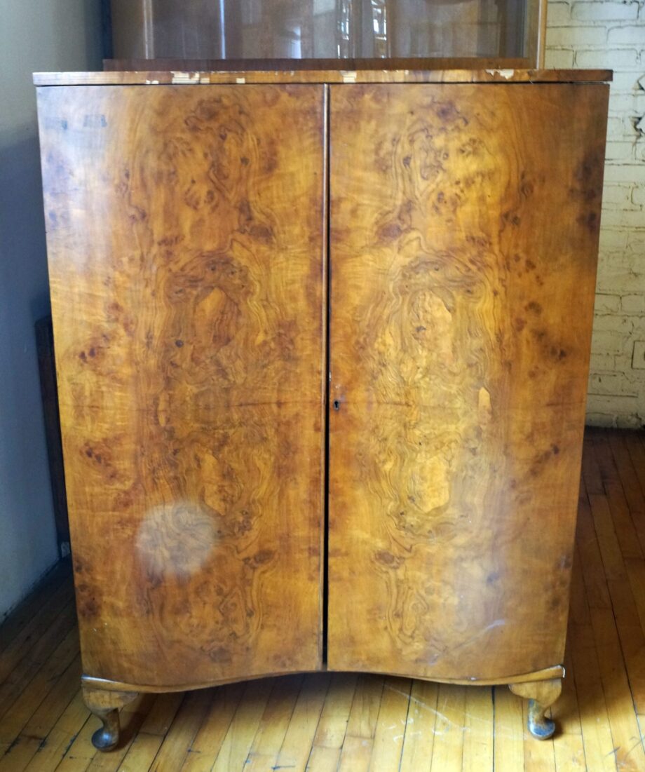 Tall Wood Dresser w Burled Doors