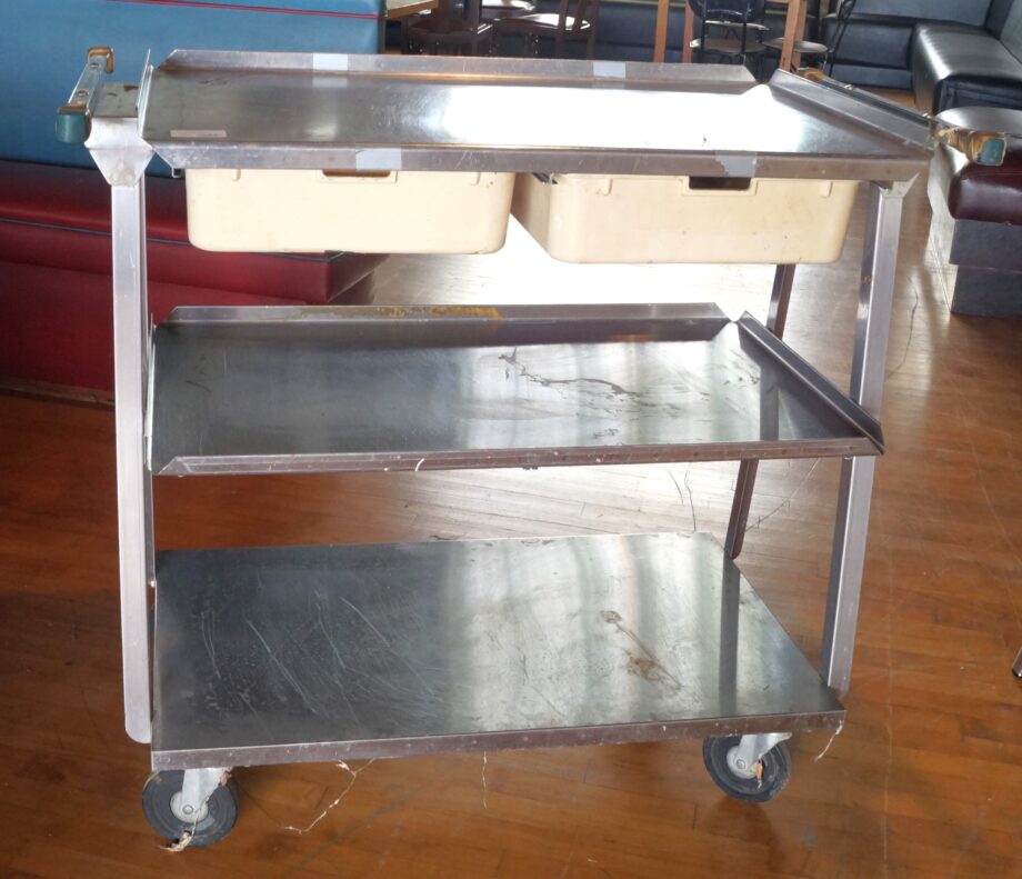 3 Tier Metal Medical Cart w 2 Drawers