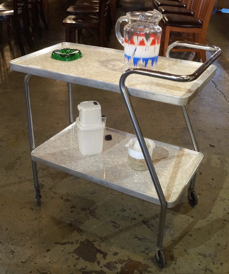 2 Tier Formica Bar Cart on Wheels