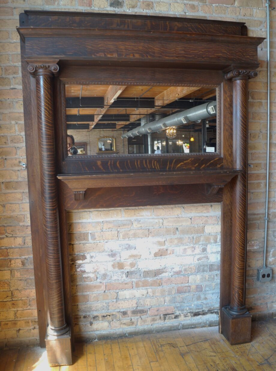 Dark Tigers Eye Full Mantel w Mirror and Columns