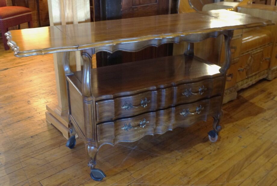 Two Leaf Console Table w 2 Drawers and Casters