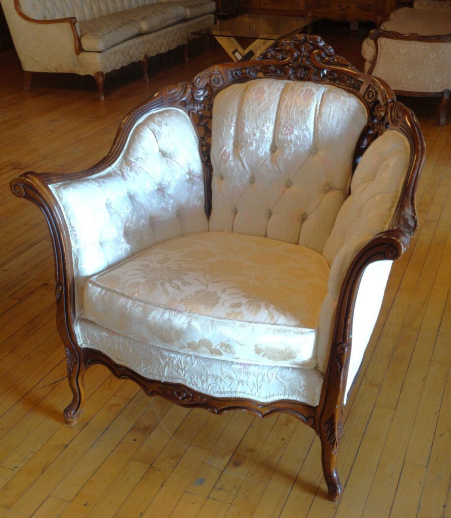 White French Provincial Chair w Ornate Accents