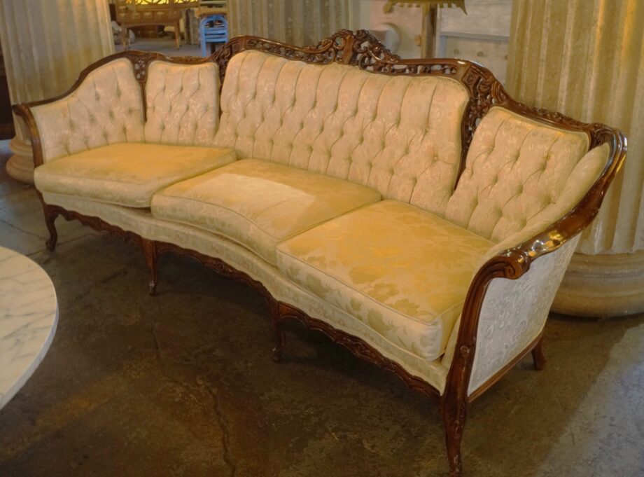 White French Provincial Couch w Ornate Carvings