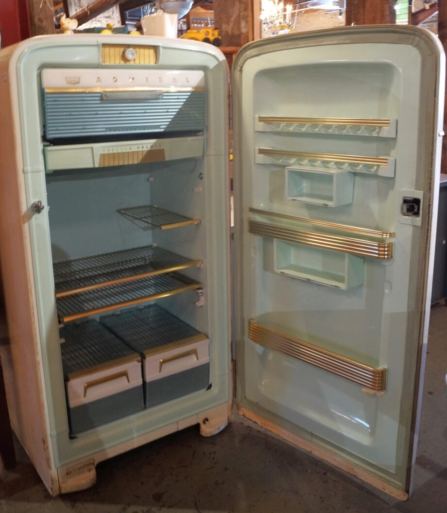 50s Admiral Fridge w Teal Interior WORKS