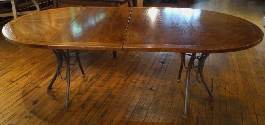 Pewter Base Dining Table w 2 Leaves