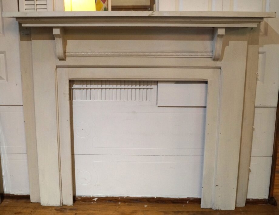 White Half Mantel w Stone Top