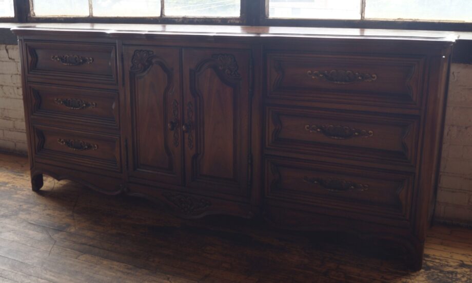 6 Drawer 2 Door Dark Wood Console