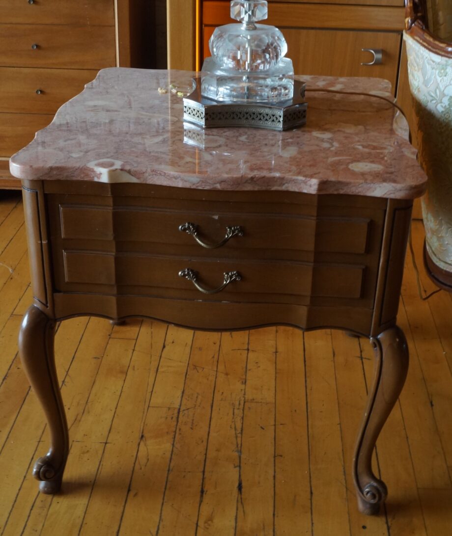 Pink Marble Top Side Table PAIR