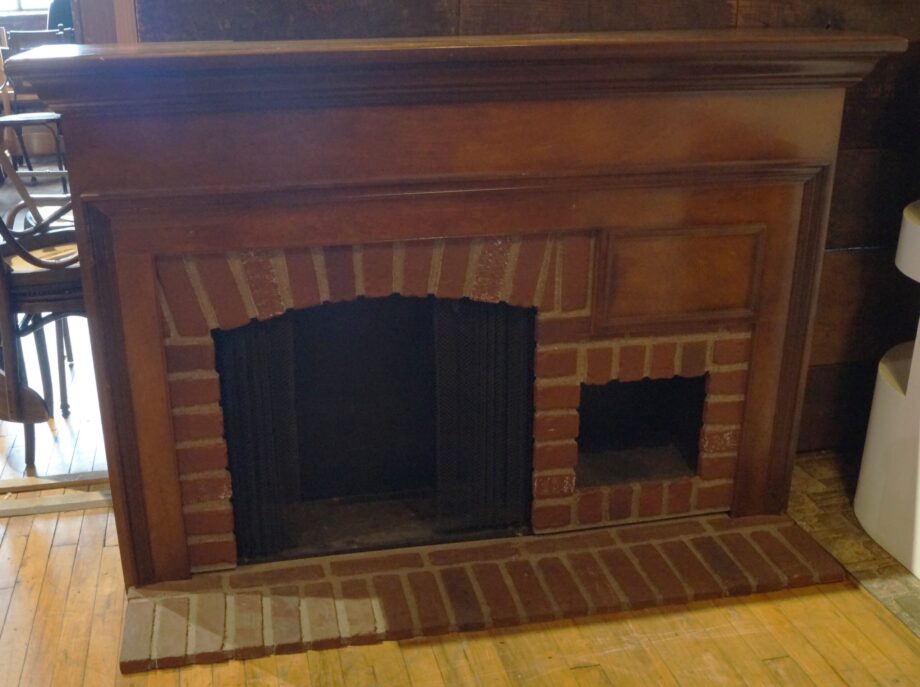 Wood Fireplace w Faux Brick Inlay