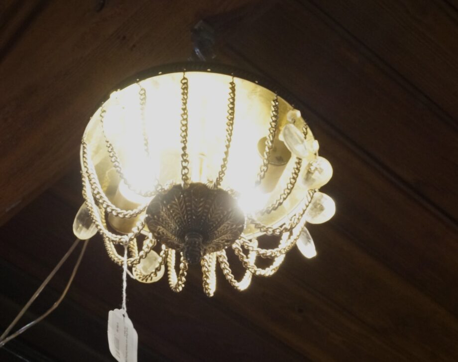 Gold Chain and Crystal Ceiling Light