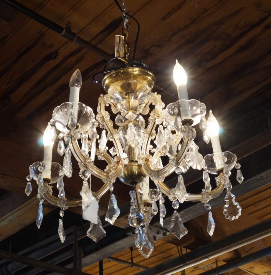 5 Light Glass Armed Chandelier w Flower Dishes