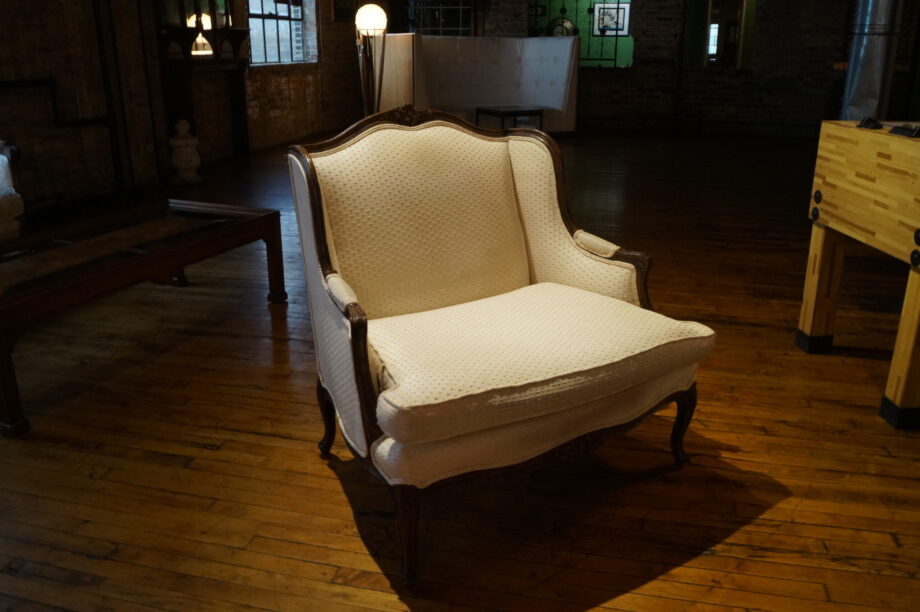 White Double Chair w Carved Detail