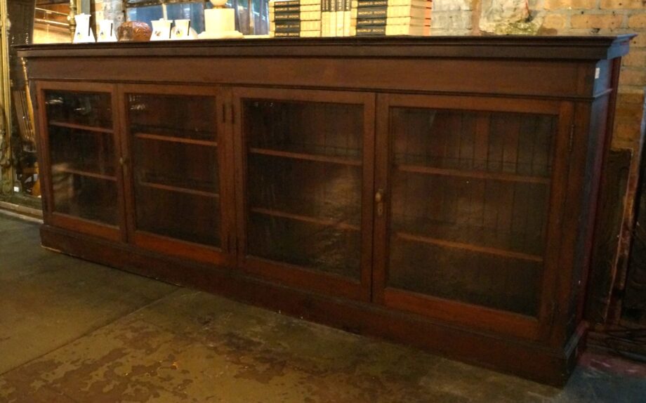 Long Library Bookcase w 4 Glass Doors