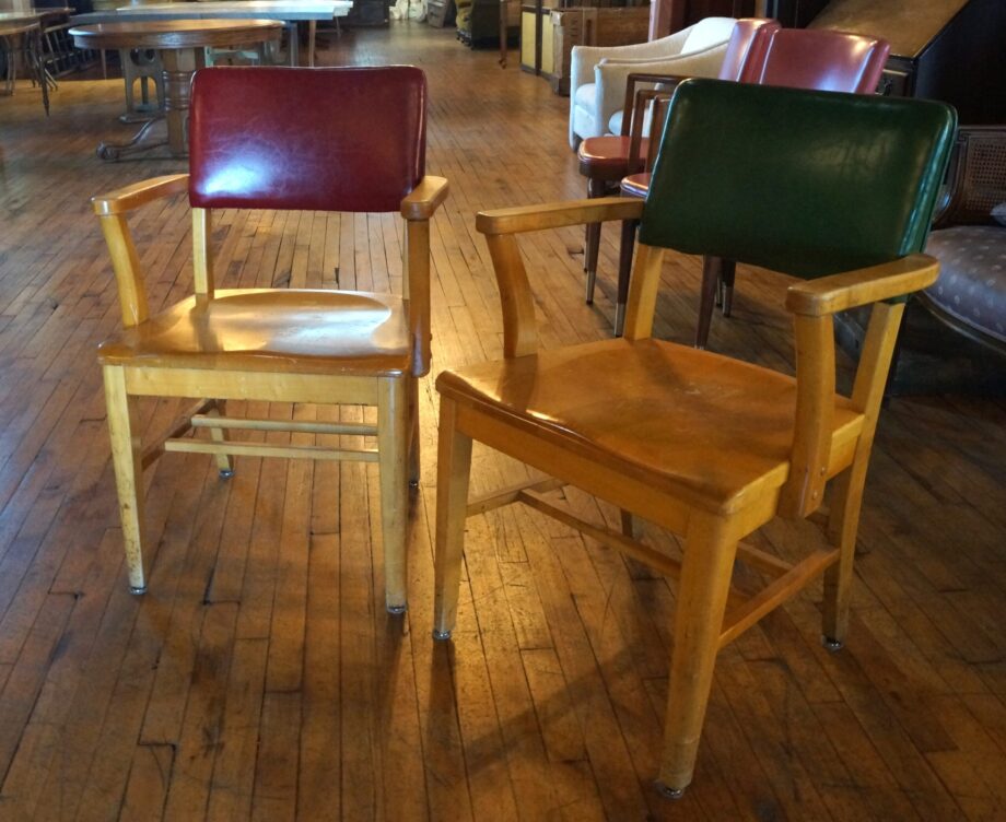 Wood Chair w Colored Vinyl Back