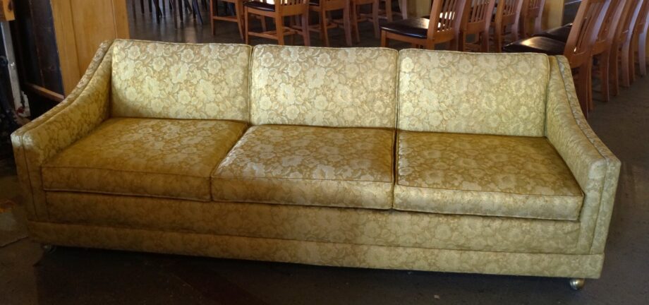 Gold Floral Pattern Couch on Casters