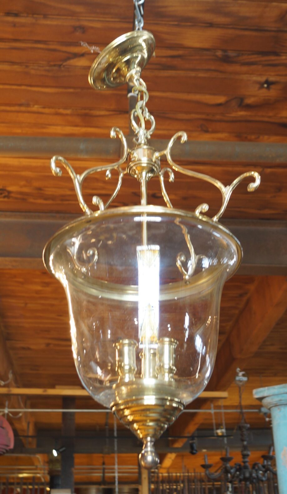 Gold and Glass Vase Pendant Light