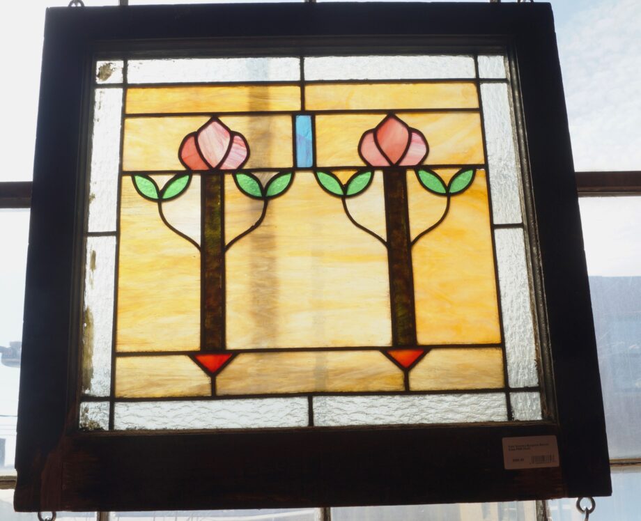 Floral Nouveau Bungalow Stained Glass PAIR