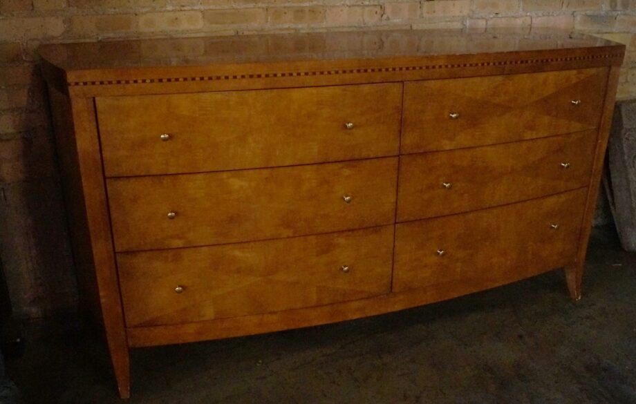 Rounded Blonde 6 Drawer Dresser w Hard Angled Pattern