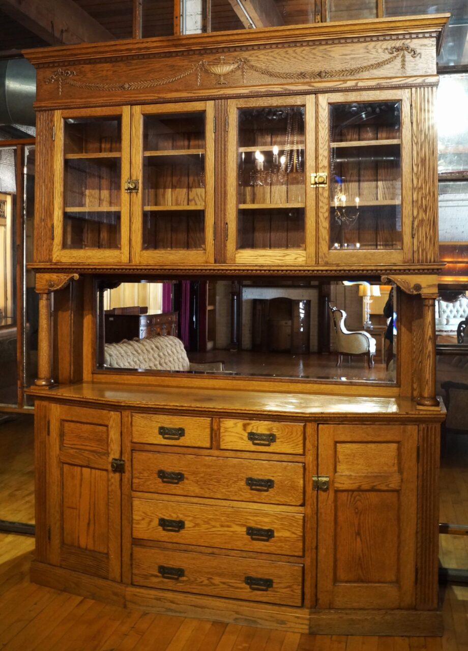 Large Built in Hutch w Columns and Ornate Crown