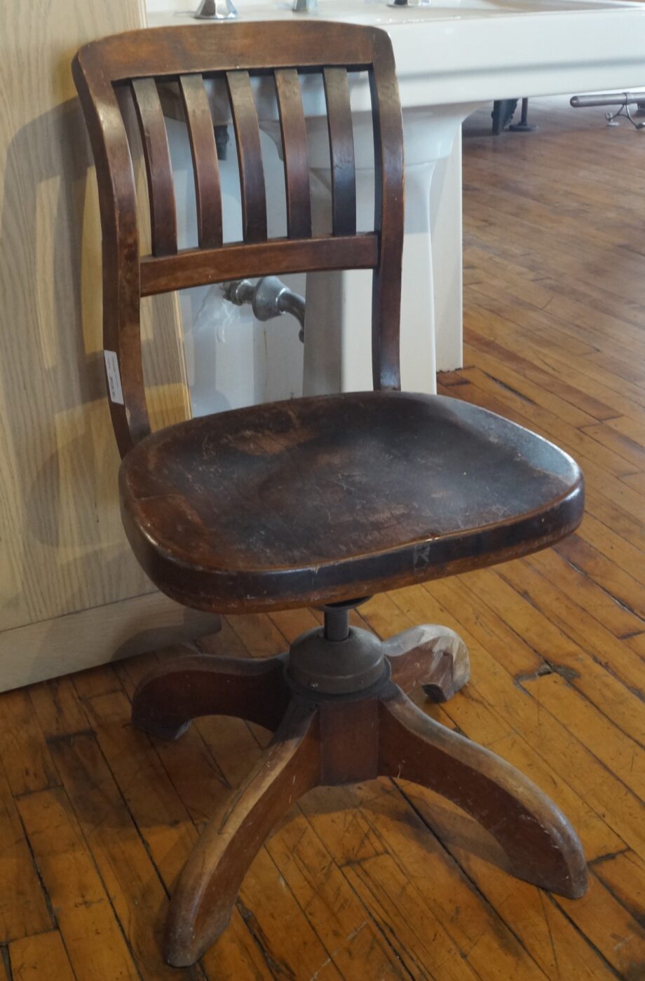 Antique Wood Swivel Chair