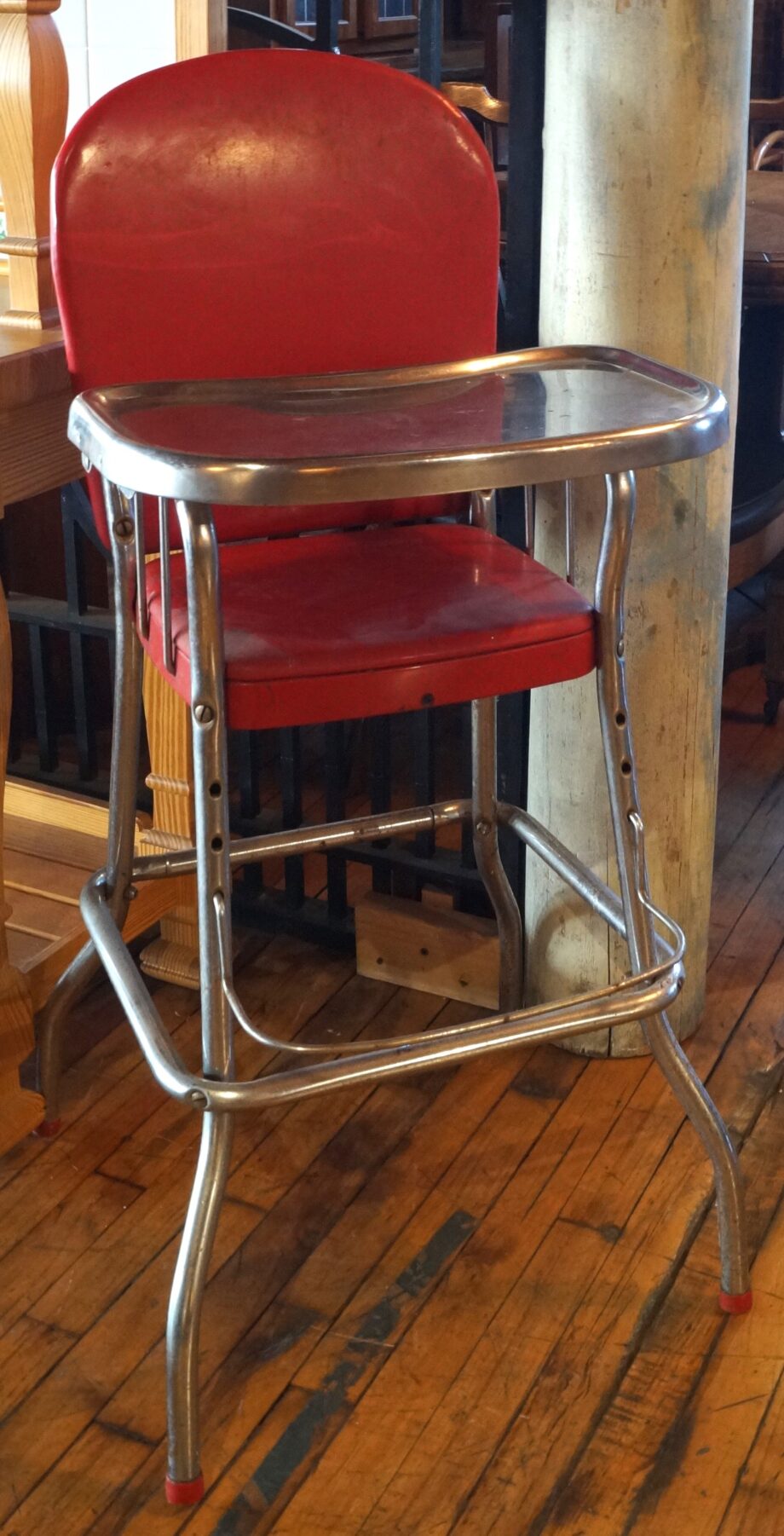 Red and Chrome Retro High Chair