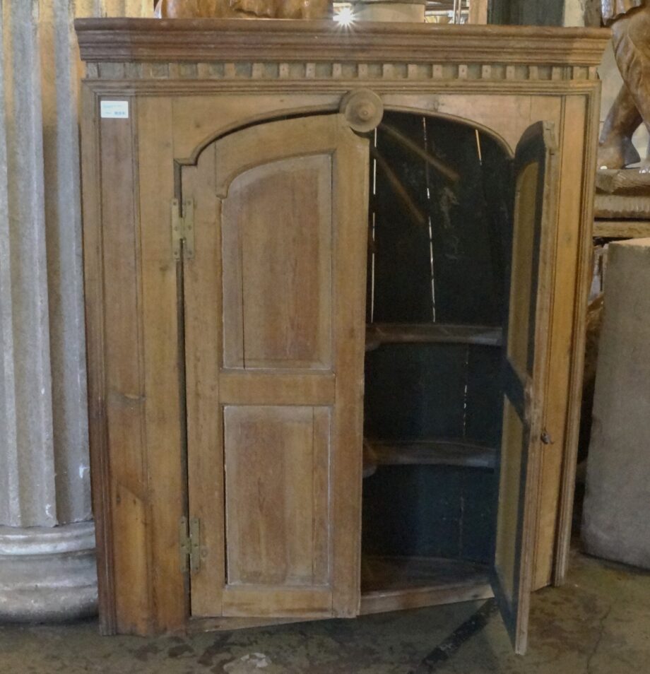 English Pine Corner Half Barrel Cabinet C. 19th Century