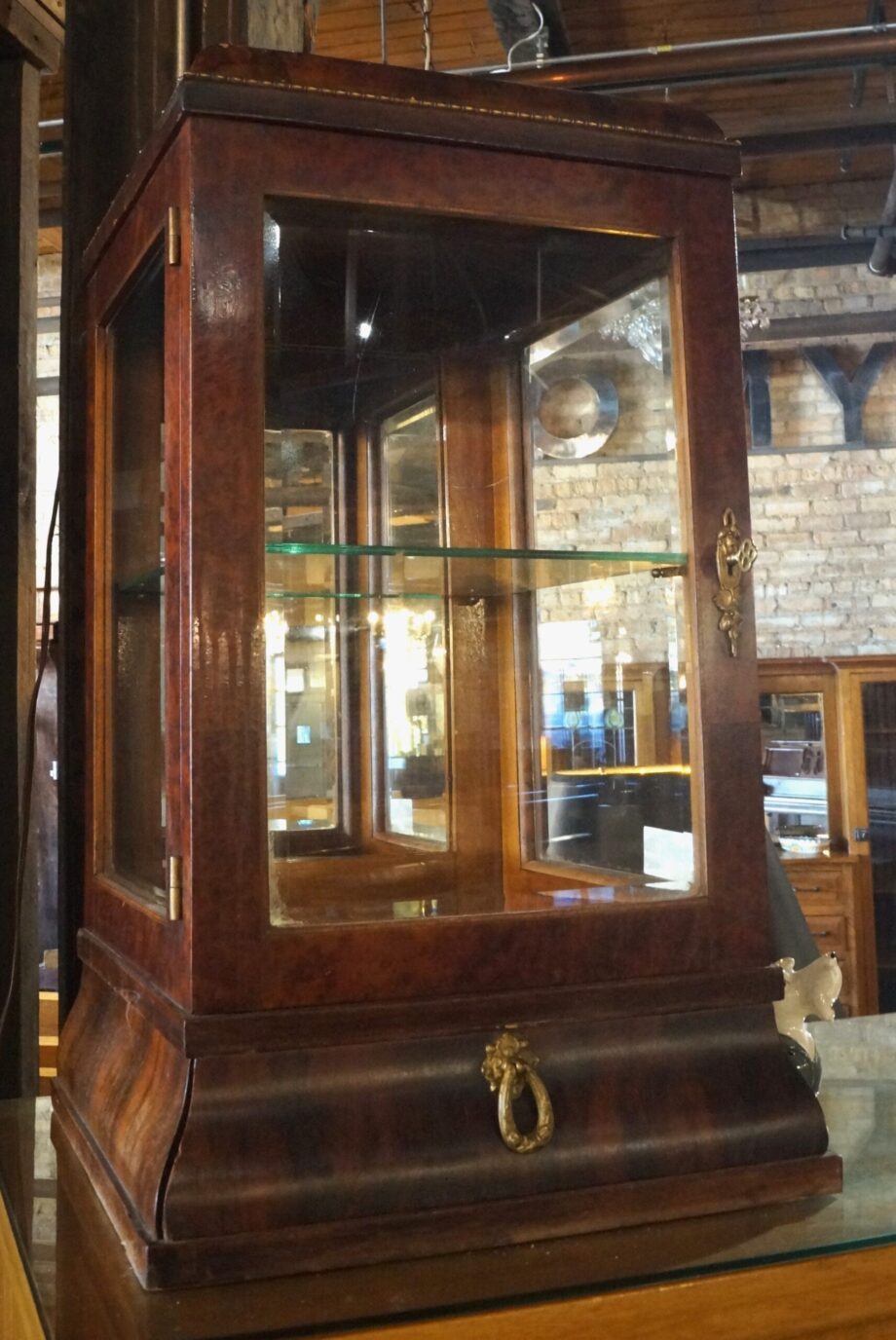 Antique Wood and Glass Table Top Display