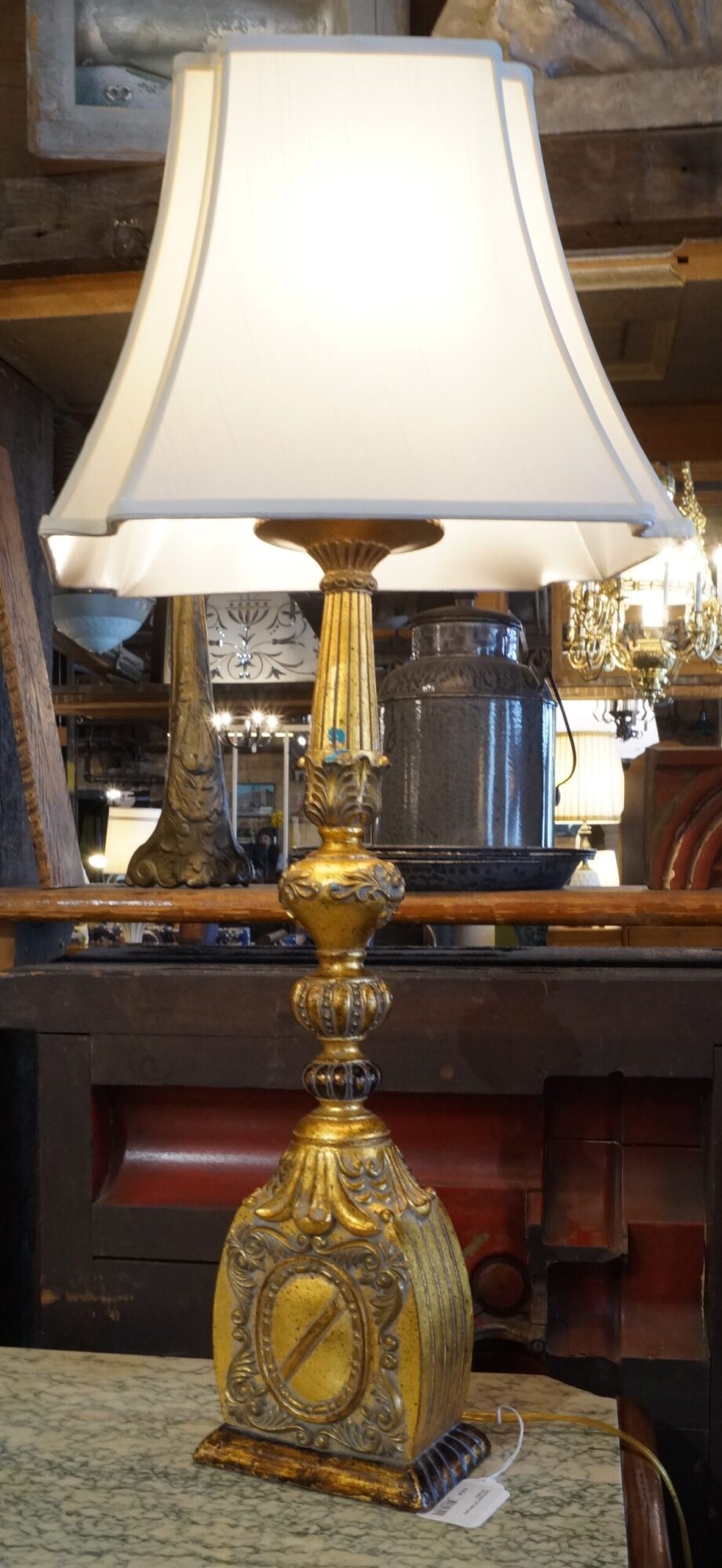 Gold Crested Tall Table Lamp