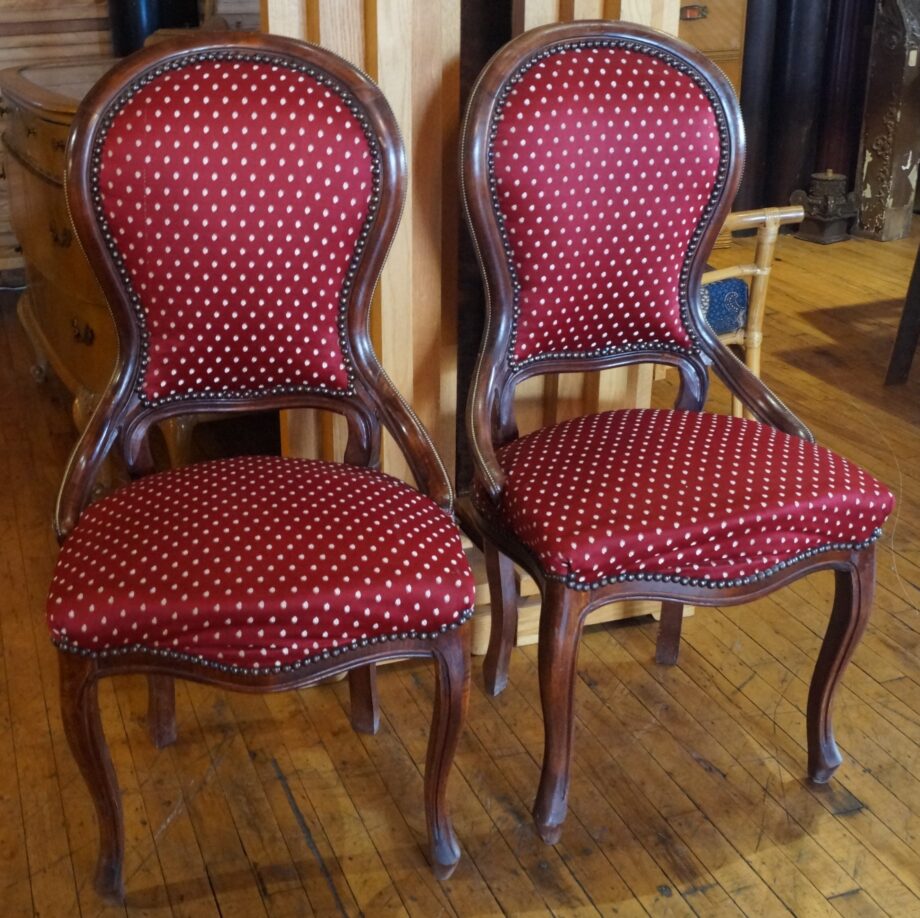 Red and Gold Polka Dot Rounded Back Chair