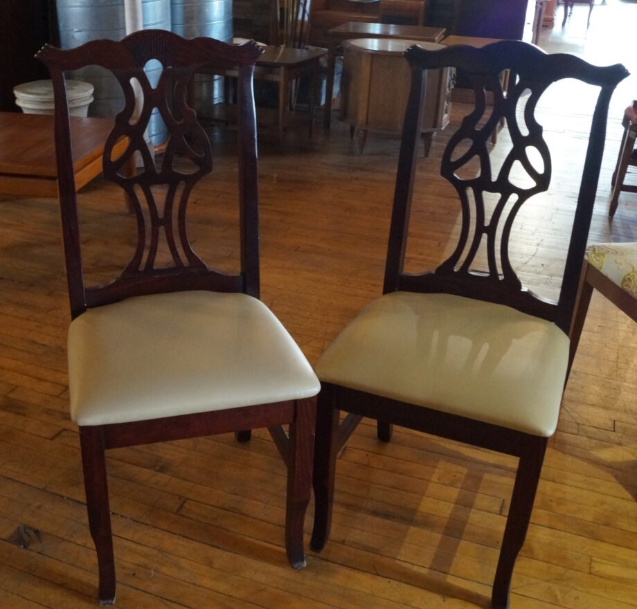 White Upholstered Ornate Wood Dining Chair