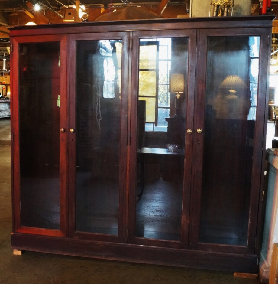 4 Glass Door Tall Dark Wood Bookcase