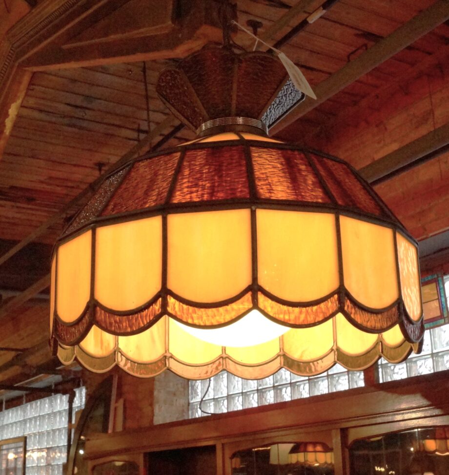 Cream and Brown Stained Glass Canopy Light