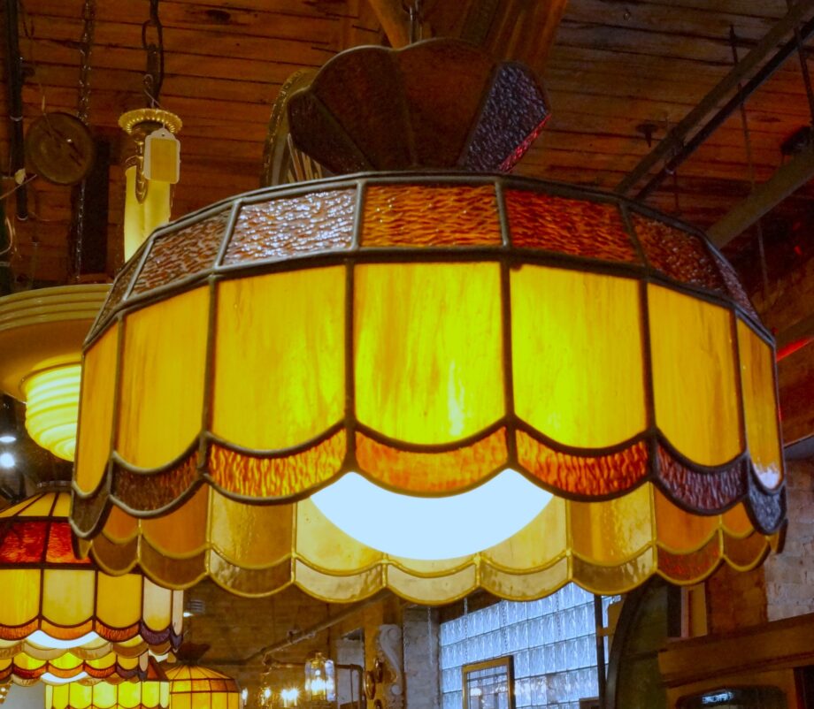 Amber and Brown Stained Glass Canopy Light