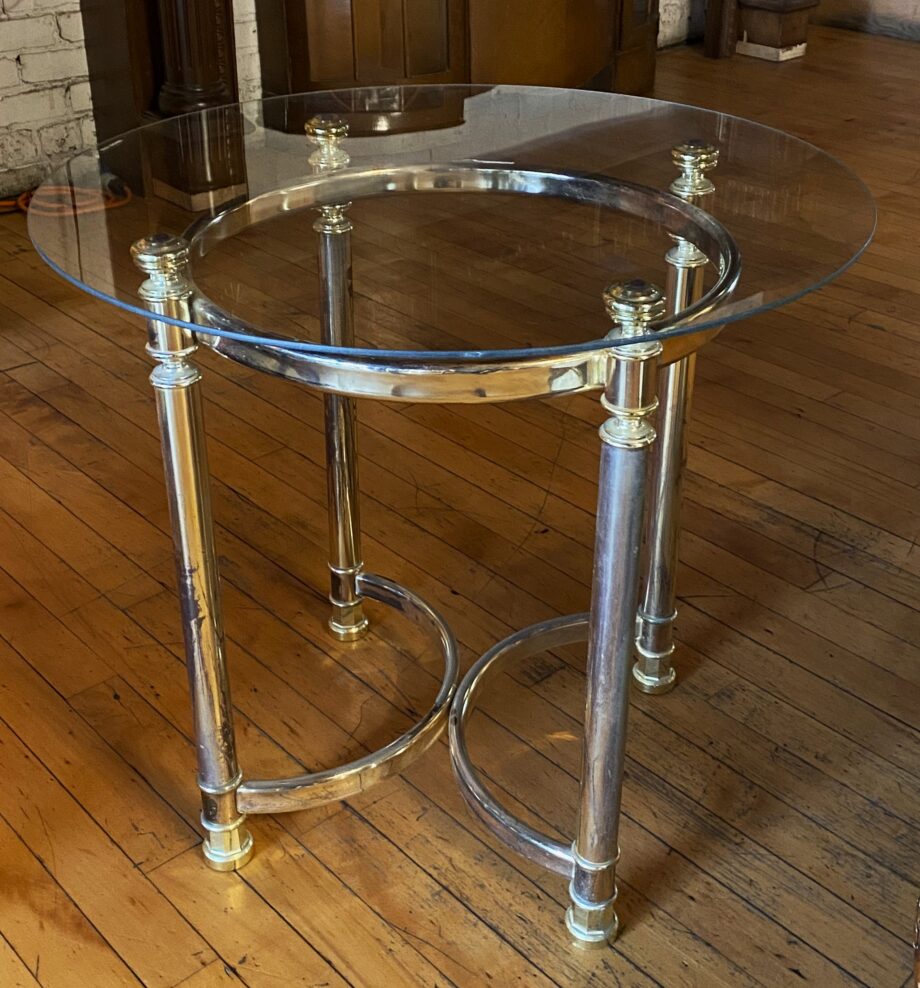 Gold Base w Circle Glass Top End Table