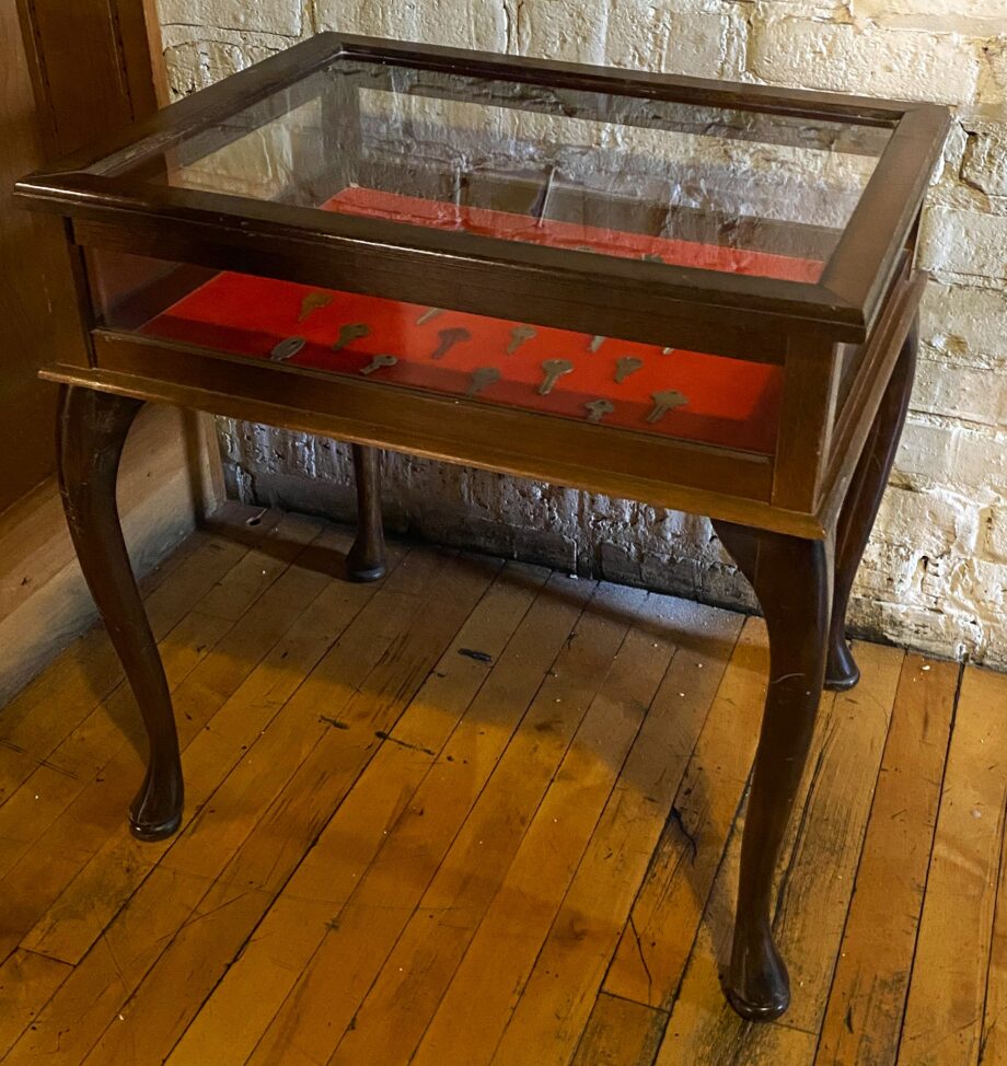 Red Lined Display Top End Table