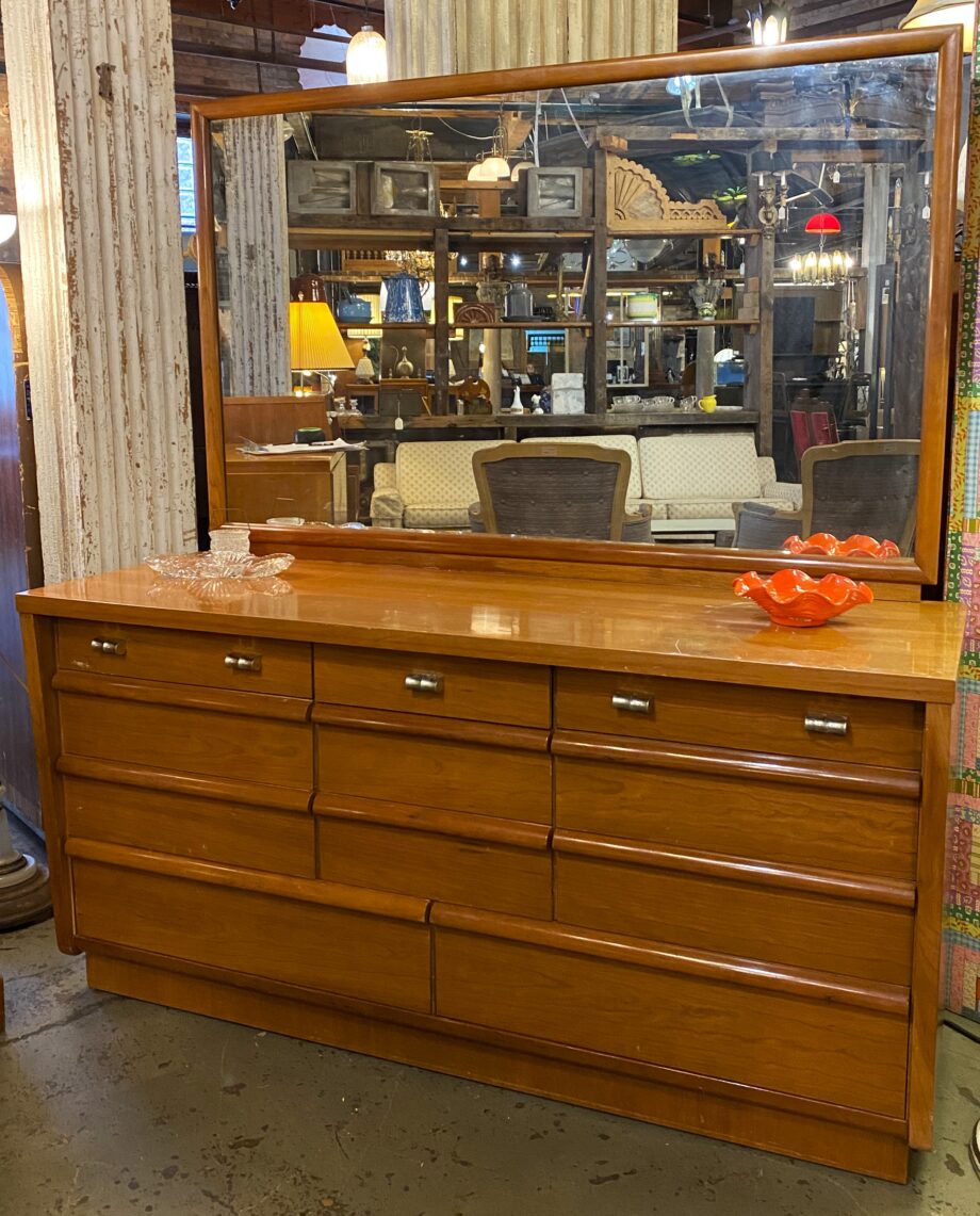 MCM Low Boy Dresser w Large Mirror